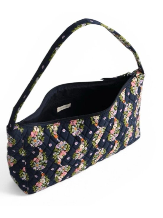 Vera Bradley Handbags - Vera Bradley Slouchy Shoulder Bag Paisley Rain Floral Navy Quilted Purse NWT